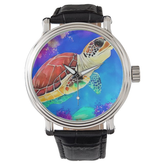 Colourful sea turtle underwater swimming watch (Front)