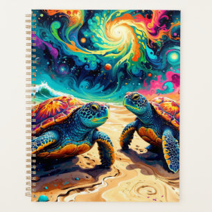 Colourful Sea Turtles Under a Cosmic Sky Planner