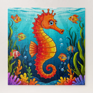 Colourful Seahorse in a Vibrant Coral Reef Jigsaw Puzzle