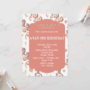 Colourful Seahorse Ocean Pattern Invitation