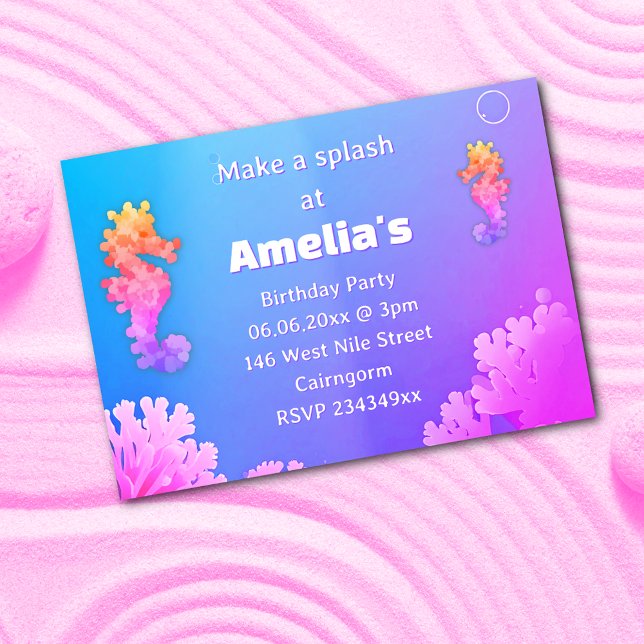 Colourful Seahorse Party Invitation (Creator Uploaded)