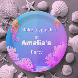 Colourful Seahorse Party Paper Plate