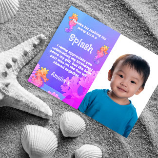 Colourful Seahorse Party Thank You Postcard