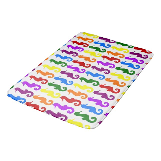 Colourful Seahorses Bath Mat (Angled)