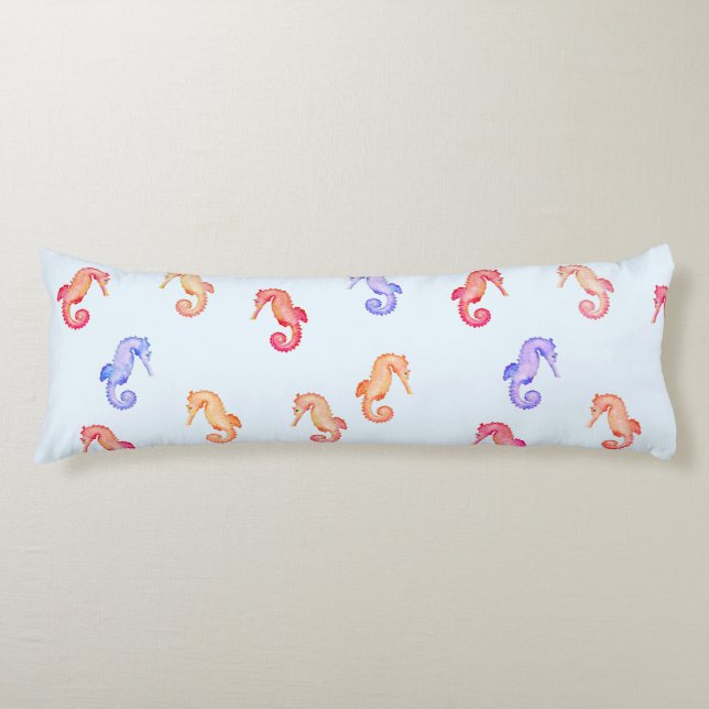 Colourful Seahorses Pattern  Body Pillow (Front)