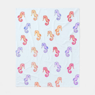 Colourful Seahorses Pattern Fleece Blanket