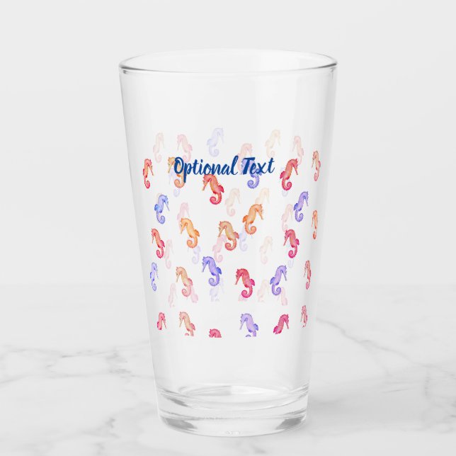 Colourful Seahorses Pattern  Glass (Front)