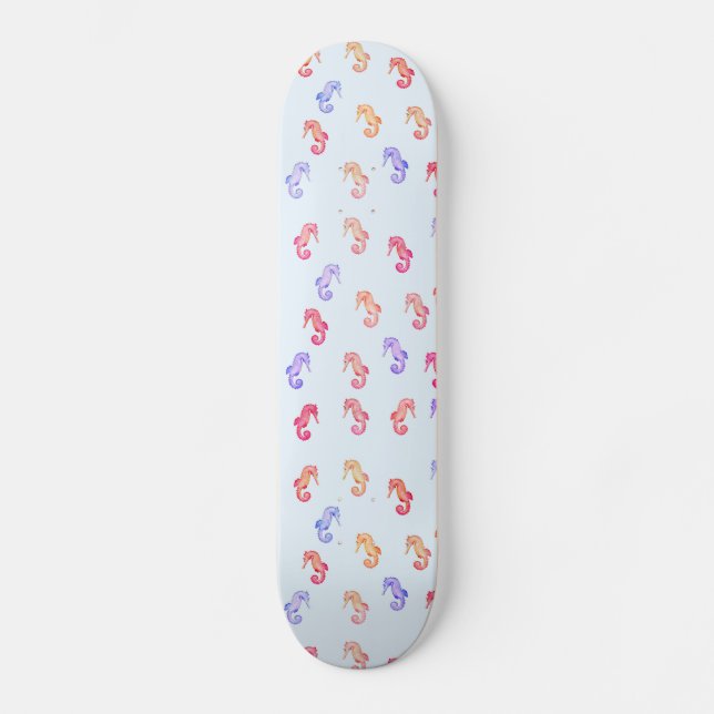 Colourful Seahorses Pattern   Skateboard (Front)