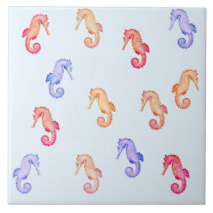 Colourful Seahorses Pattern   Tile