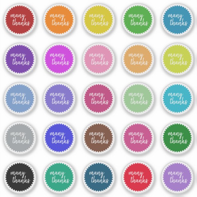 Colourful Seal Like "many thanks" Stickers (Front)