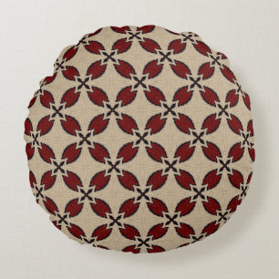 Colourful seamless geometric tile pattern abstract round pillow