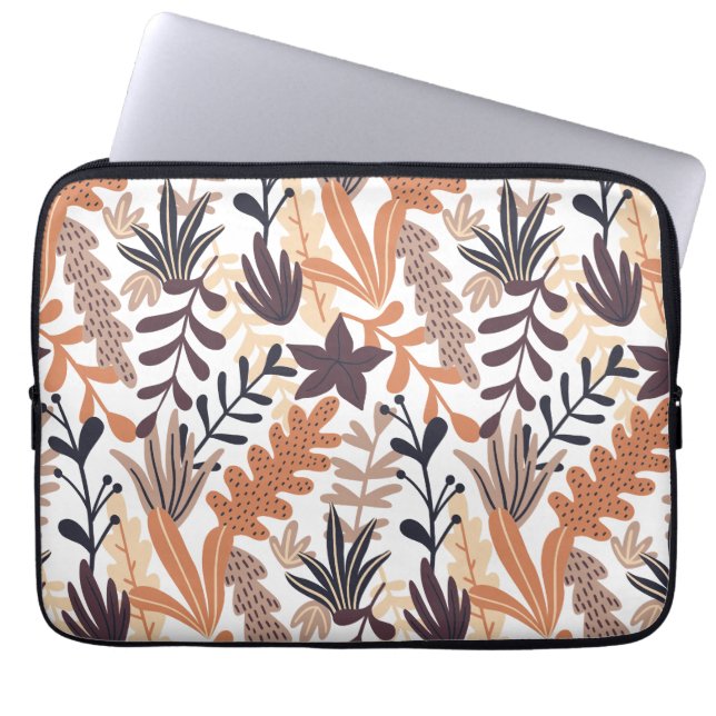 Colourful seamless leaves pattern laptop sleeve (Front)