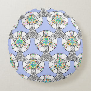Colourful seamless mosaic interlacing stripes patt round pillow