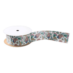 Colourful Seamless Paisley Pattern Satin Ribbon