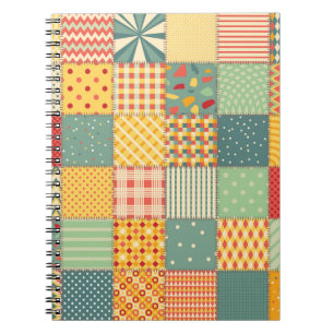 Colourful seamless patchwork pattern with abstract notebook