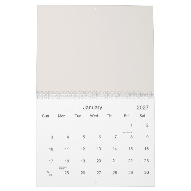 Colourful seamless pattern with cute elephants and calendar (Jan 2027)