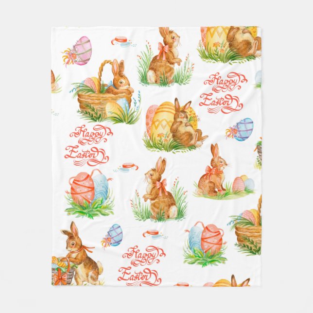 Colourful seamless pattern with spring easter conc fleece blanket (Front)