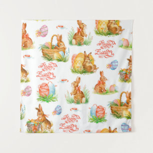 Colourful seamless pattern with spring easter conc tapestry