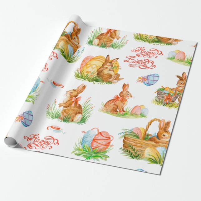 Colourful seamless pattern with spring easter conc wrapping paper (Unrolled)