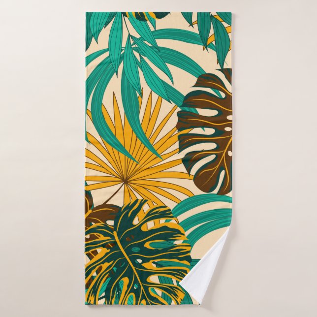 Colourful seamless pattern with tropical plants an bath towel (Bath Towel)