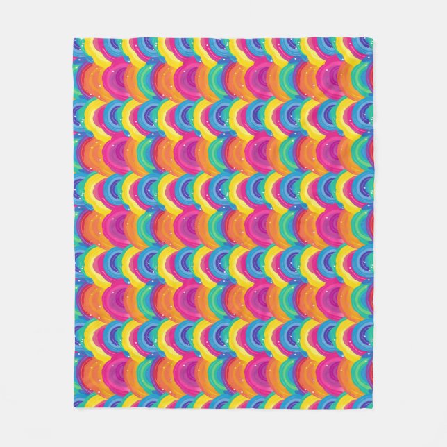 Colourful Seamless Rainbow and Wave Pattern Fleece Blanket (Front)