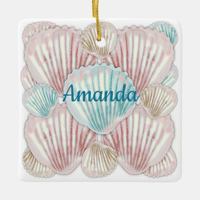 Colourful Seashell Cluster Ceramic Ornament (Front)