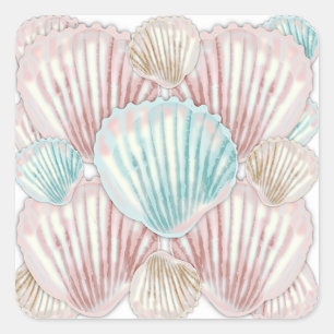 Colourful Seashell Cluster Square Sticker