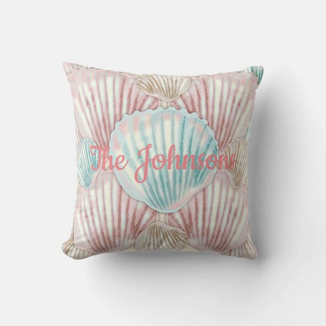 Colourful Seashell Cluster Throw Pillow (Front)
