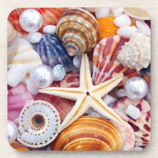 Colourful seashell Hard plastic coasters