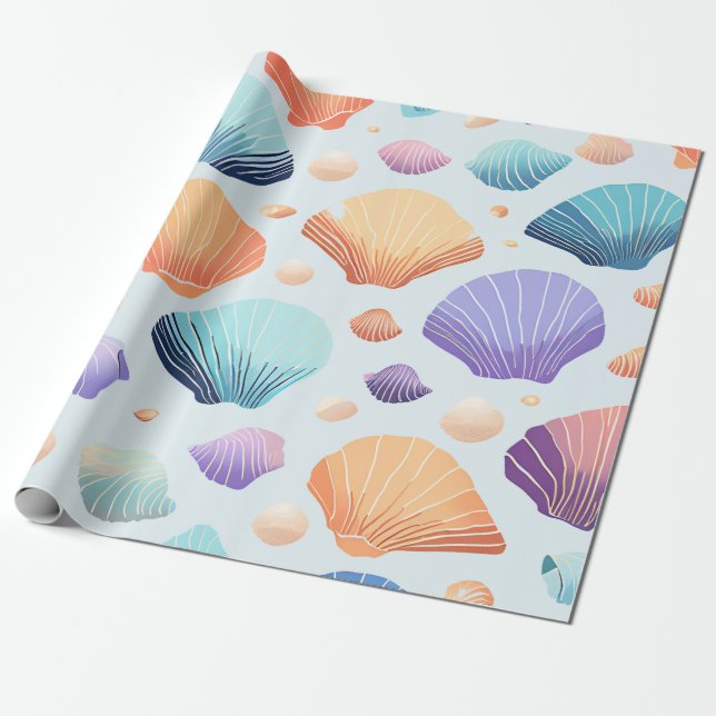 Colourful Seashell Wrapping Paper (Unrolled)