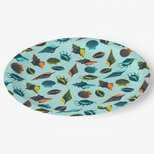 Colourful seashells paper plate