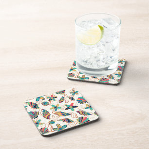 Colourful seashells pattern coaster