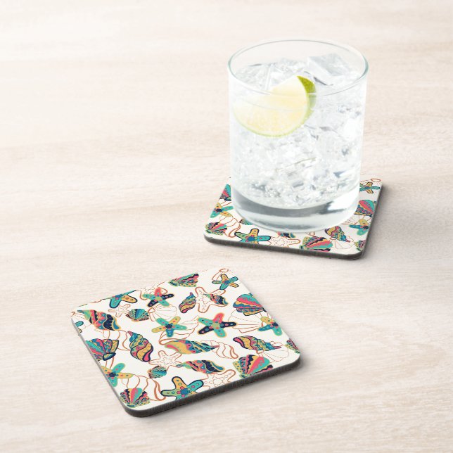 Colourful seashells pattern coaster (Right Side)