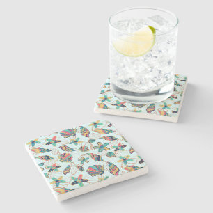 Colourful seashells pattern stone coaster