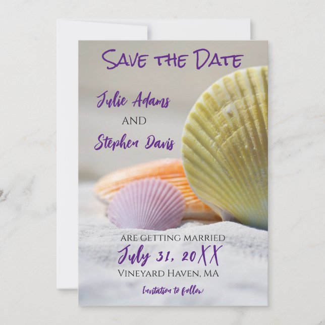 Colourful Seashells  Save The Date (Front)