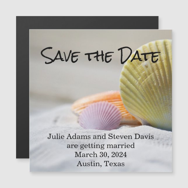 Colourful Seashells Save the Date  Magnetic Invitation (Front/Back)