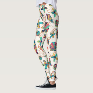 Colourful seashells seamless pattern leggings