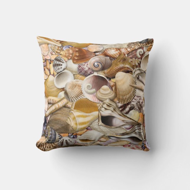 Colourful Seashells Throw Pillow (Front)