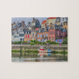 Colourful Seaside Marina Village Boat Saint Valery Jigsaw Puzzle