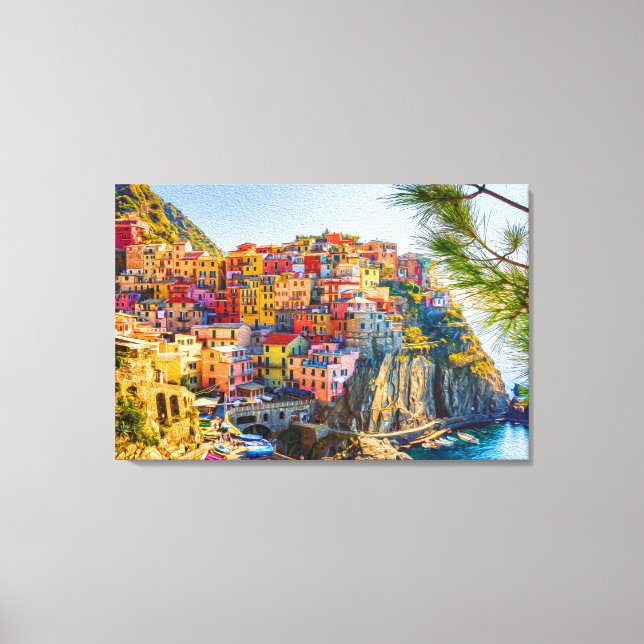 Colourful Seaside Village Liguria Italy Canvas Print (Front)