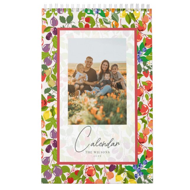 Colourful Seasonal Fruit Pattern Family Photo Calendar (Cover)