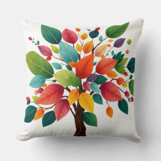 Colourful Seasons Tree – Vibrant Nature Art for Ho Throw Pillow