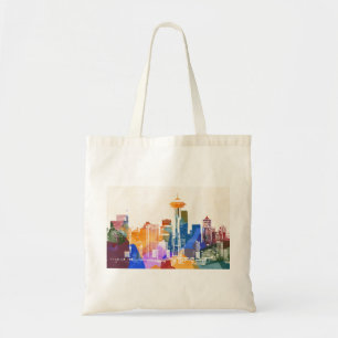 Colourful Seattle Skyline Tote Bag