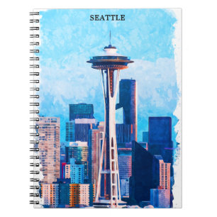 Colourful Seattle Washington Cityscape Notebook