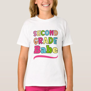 Colourful Second Grade Babe Back To School T-Shirt