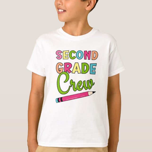 Colourful Second Grade Crew Back To School T-Shirt (Front)
