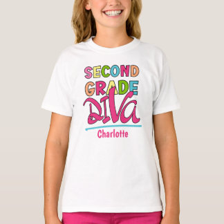 Colourful Second Grade Diva Back To School T-Shirt