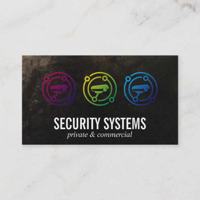 Colourful Security Cameras Logo Business Card (Front)