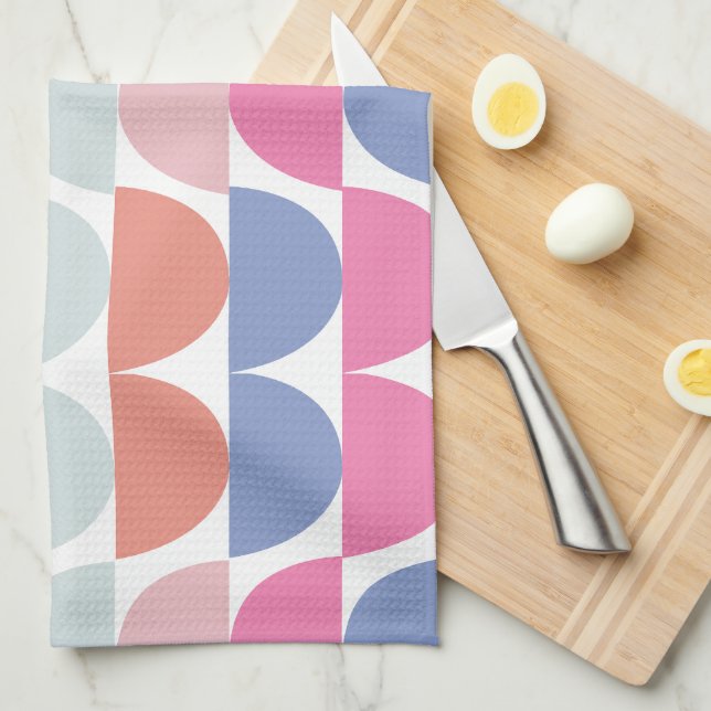 Colourful Semi Circle Abstract Geometric Pattern  Kitchen Towel (Quarter Fold)