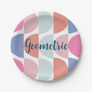 Colourful Semi Circle Abstract Geometric Pattern  Paper Plate